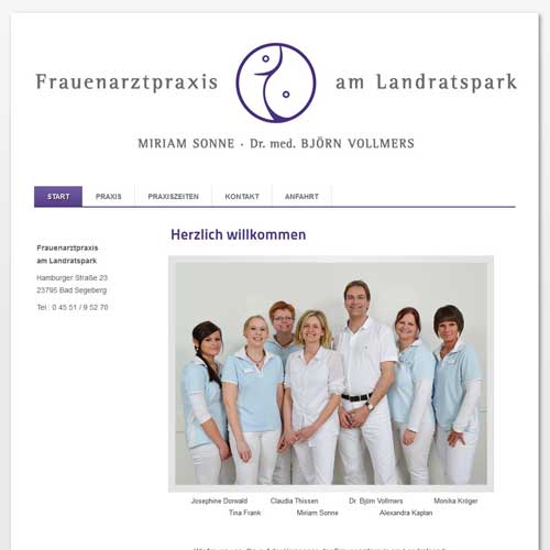 webdesign segeberg Frauenarztpraxis Sonne Vollmers